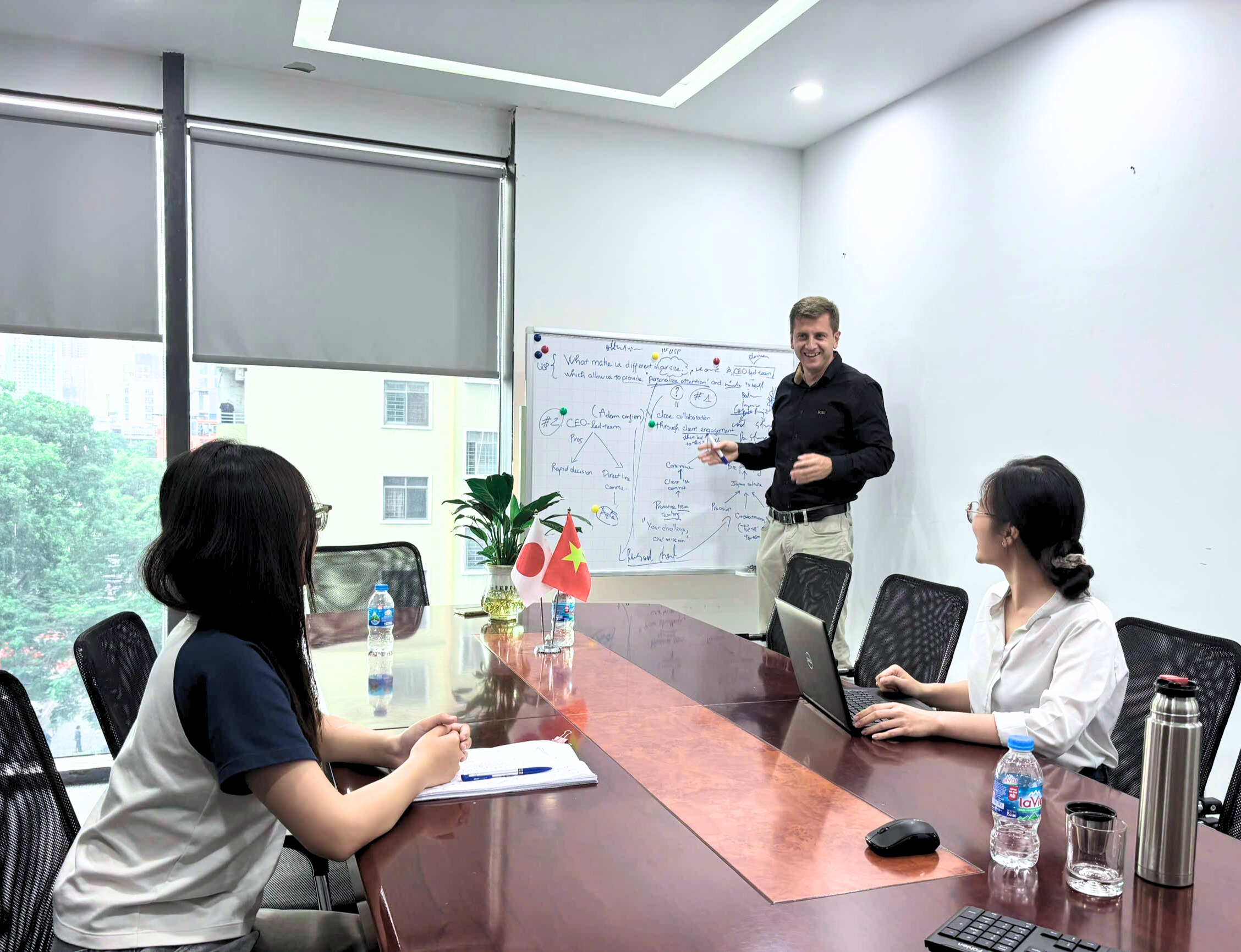 Vietnam offshore development partner team running agile sprint planning in NKKTech office