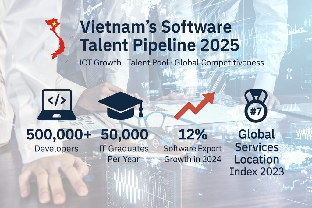 Thị trường phát triển phần mềm gia công tại Việt Nam năm 2025: Tăng trưởng CNTT, nguồn nhân lực và năng lực cạnh tranh toàn cầu