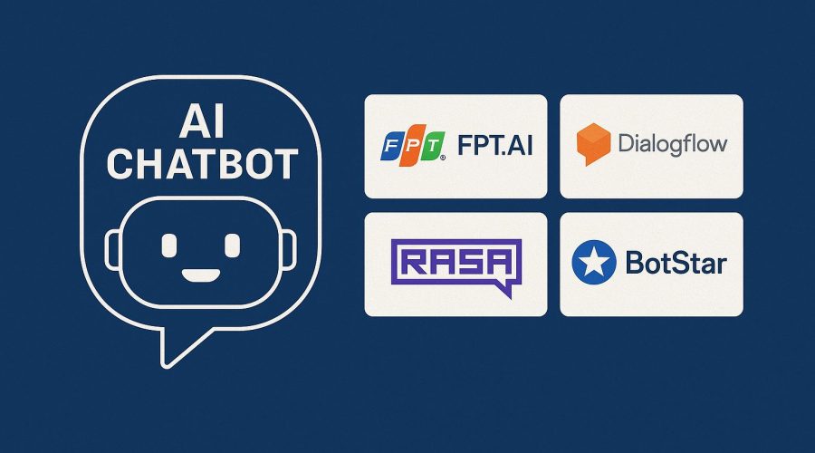 Popular AI chatbot development platforms in Vietnam — illustration showcasing NKKTech Global's expertise in multilingual chatbot integration and platform choices.