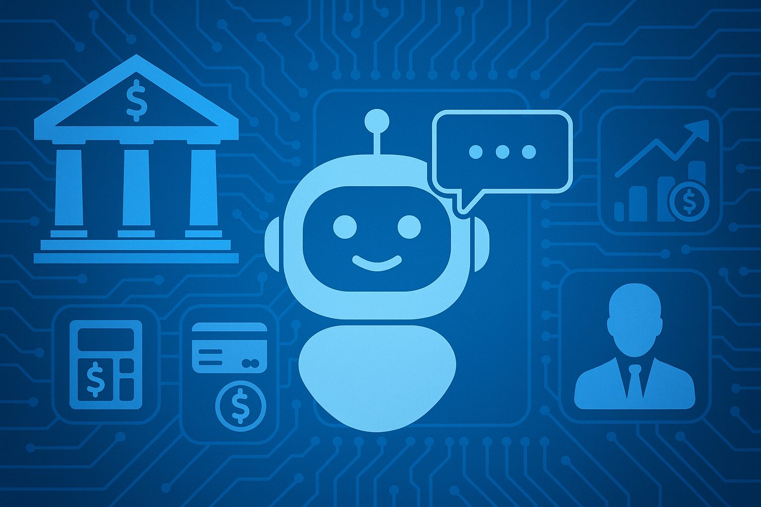 AI-powered chatbots assisting customers with financial and banking services through digital interfaces