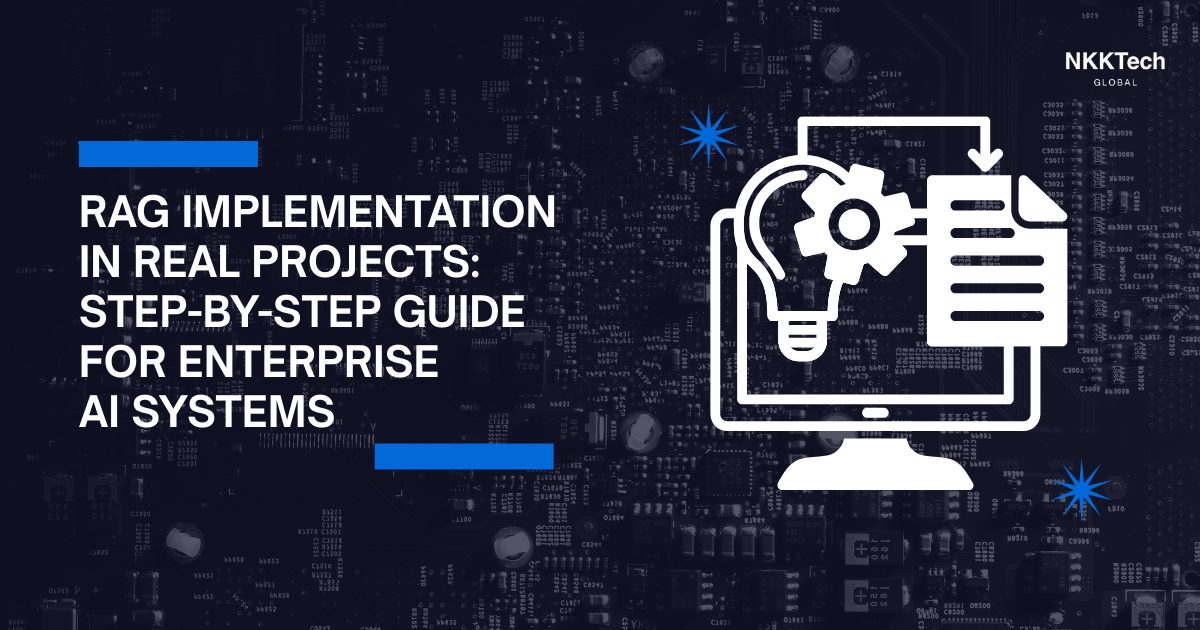 RAG Implementation trong dự án thực tế: Hướng dẫn từng bước cho hệ thống AI doanh nghiệp 1 Enterprise RAG implementation pipeline connecting internal knowledge to reliable generative AI responses.