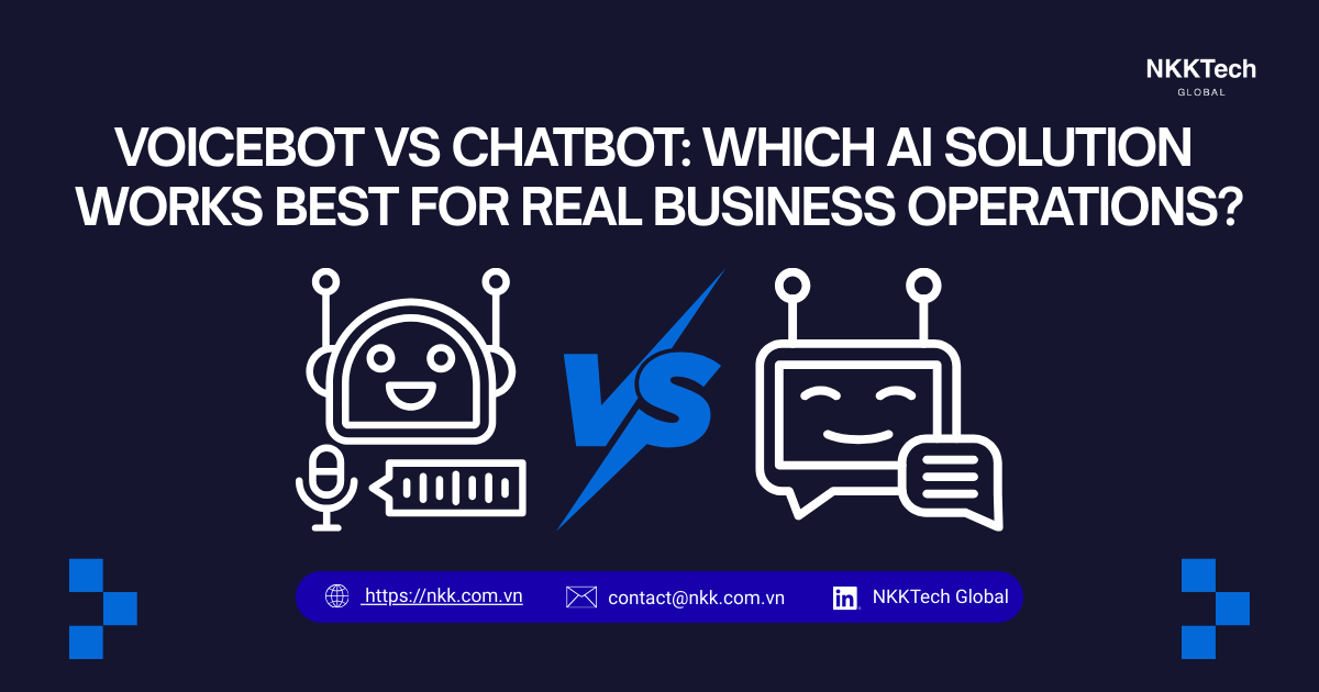 Voicebot vs Chatbot: Which AI Solution Works Best for Real Business Operations? 1 Voicebot vs Chatbot comparison showing how voice AI and chat AI support real business operations and customer service.