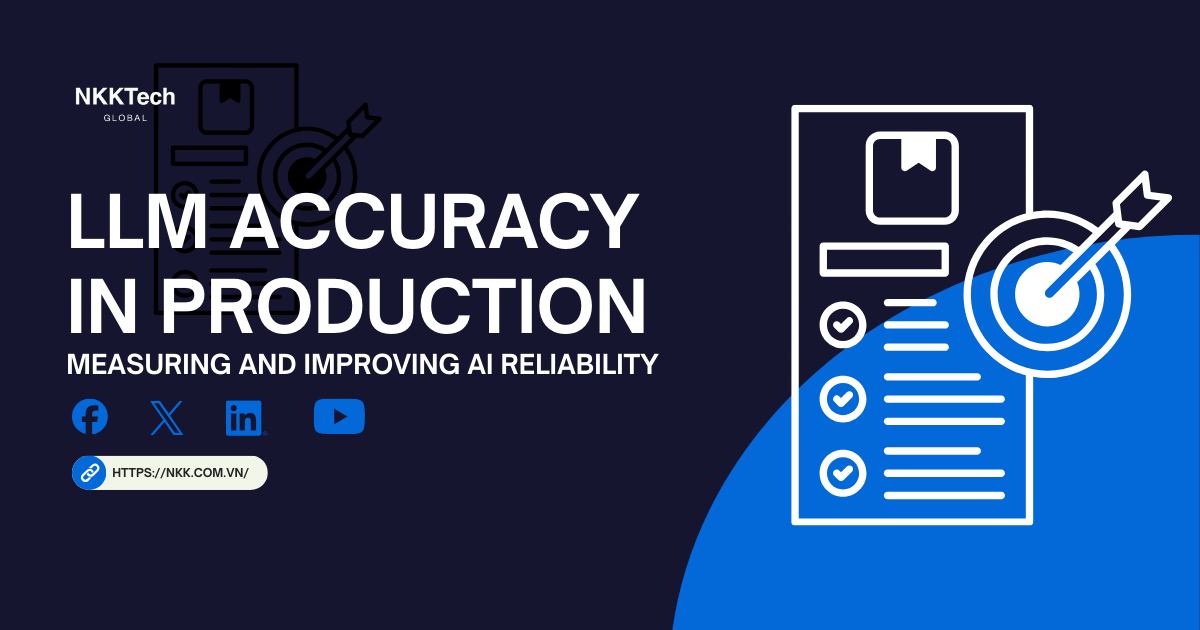 LLM Accuracy in Production: Measuring and Improving AI Reliability 1 LLM accuracy measurement process showing how AI reliability is tested and improved in production environments.