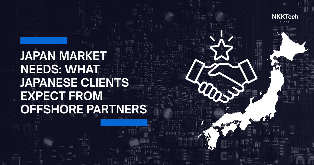 Japan Market Needs: What Japanese Clients Expect From Offshore Partners 1 Japan market needs illustrated through trust-based offshore partnership between Japanese clients and engineering teams.
