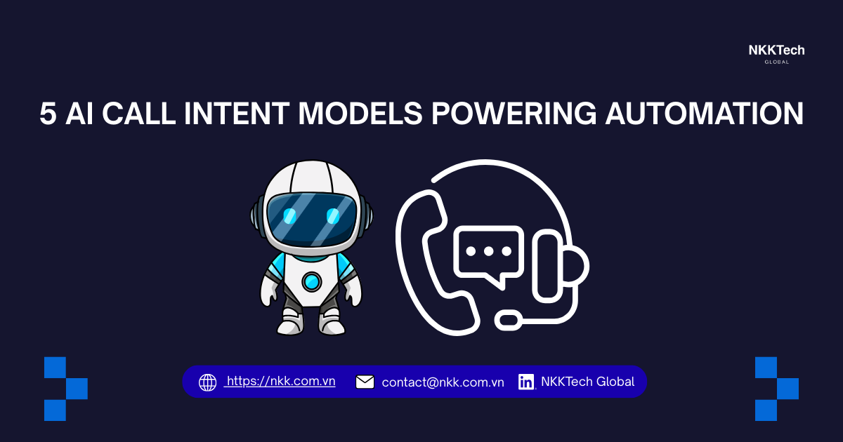 5つの AI call intent モデルが支えるコールセンター自動化 1 AI call intent detection system analyzing customer voice conversations to automate call center routing and service responses.