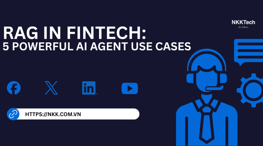 RAG in FinTech architecture combining data retrieval and AI agents for financial services automation.