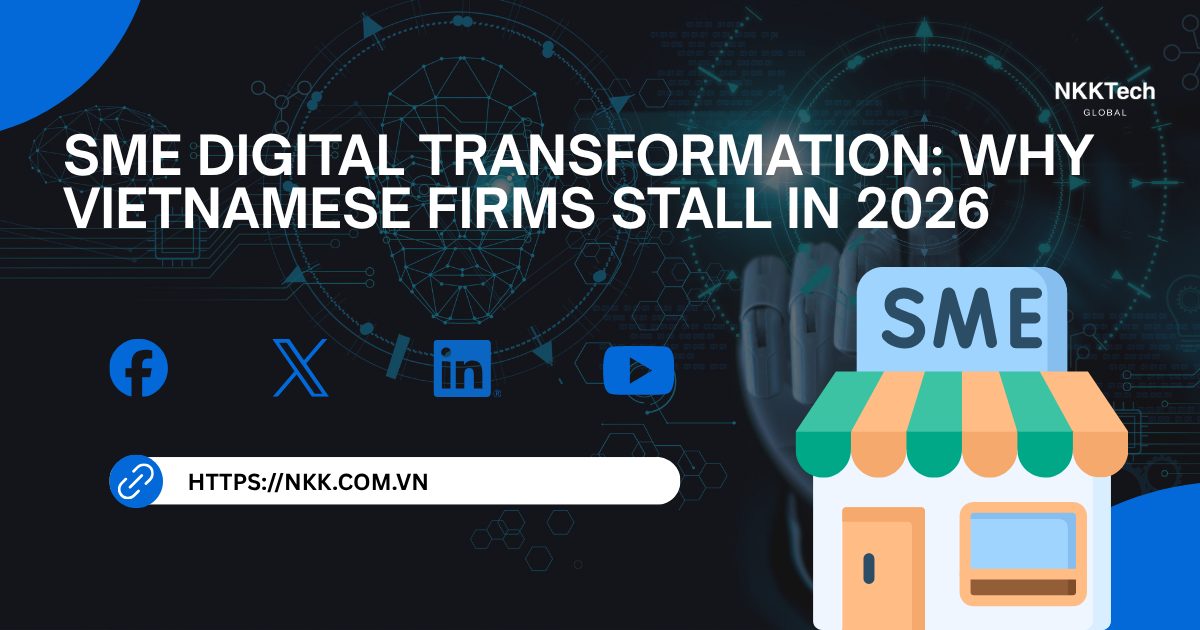 SME Digital Transformation:なぜベトナム企業は2026年に停滞するのか 1 SME digital transformation Vietnam showing businesses struggling with manual processes and adopting AI systems