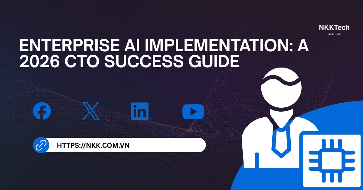 Enterprise AI Implementation: A 2026 CTO Success Guide 1 Enterprise AI implementation roadmap for CTOs with AI infrastructure, MLOps, governance, and scalable AI systems in 2026