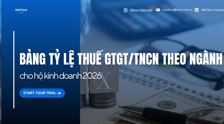 ảng tỷ lệ thuế GTGT và TNCN theo nhóm ngành nghề cho hộ kinh doanh năm 2026